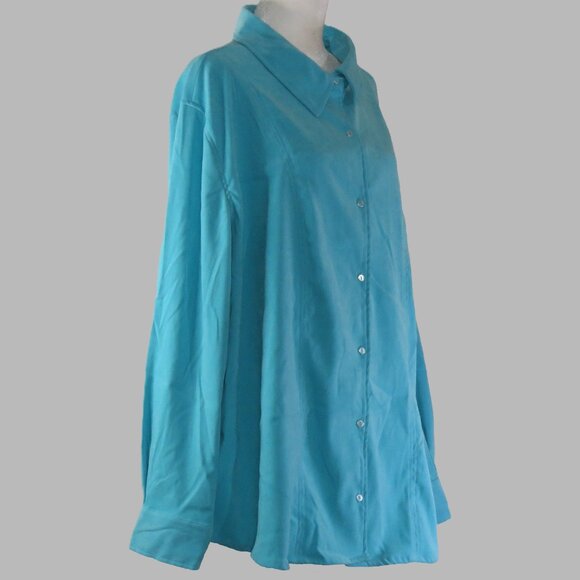 Jessica London Long Sleeve Button Up Blue Suede Style Top/Jacket Size 3X (C750) - Picture 3 of 6